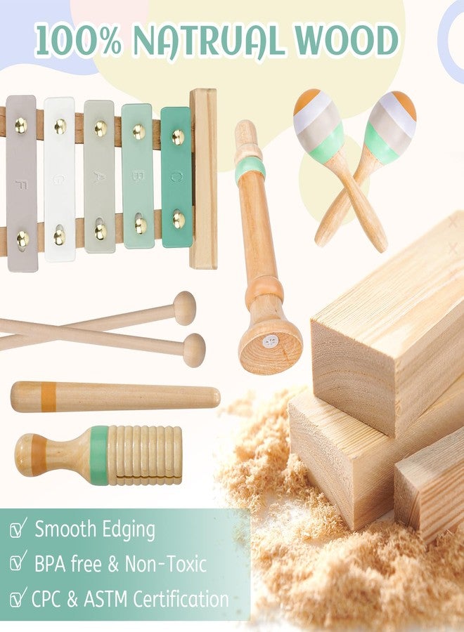 Raimy Musical Instruments Set - Neutral Colors Wooden Montessori Toys Percussion Music Modern Boho Xylophone Birthday Gifts for 1 2 3 Year Old Kids Baby Toddlers Boys Girls 3+ with Storage Bag - Image 4